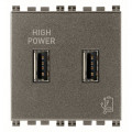 19295.M Зарядка USB type-A+A, 2.1А Arke, USB type-A 5V, двойная Vimar Arke Металл